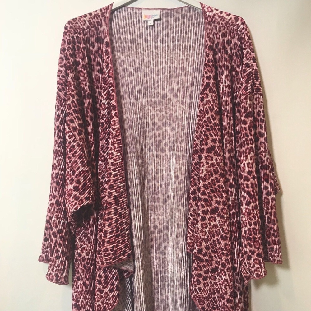 LuLaRoe Shirley Drape Front Textured Cardigan Pink